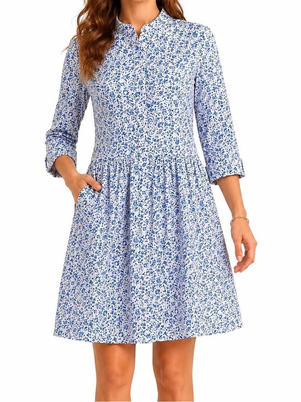 Tuckernuck Royal Shirt Dress in Blue Floral